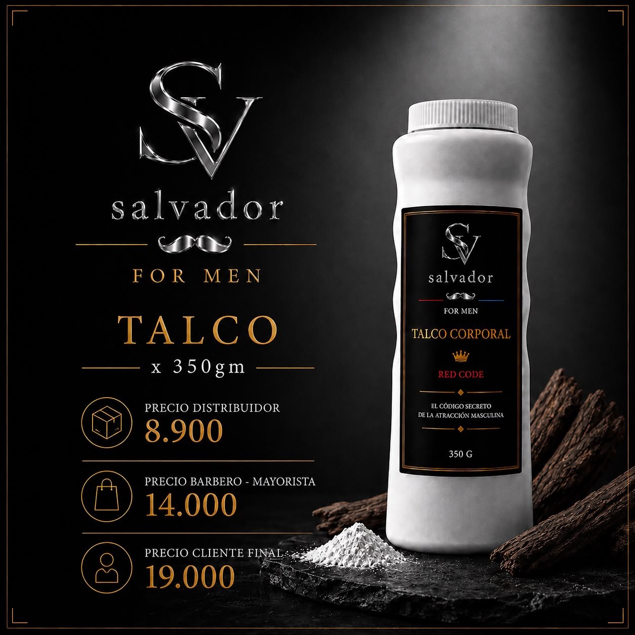 Talco Corporal Salvador For Men 350gm