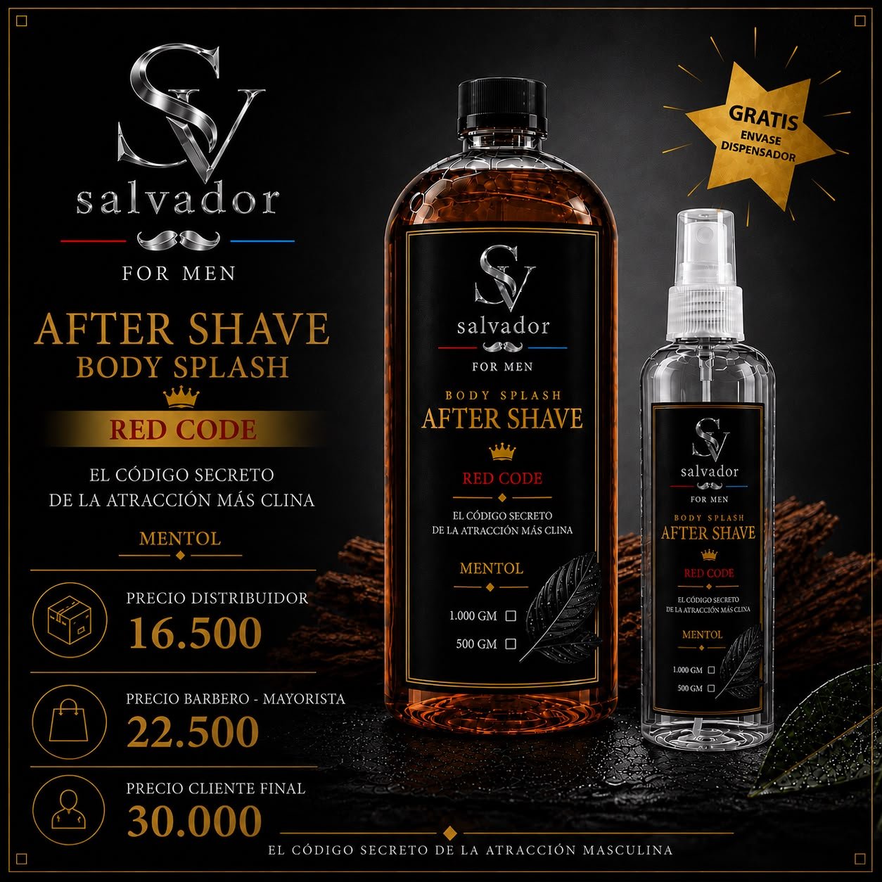 After Shave Body Splash 1 Litro con envase dispensador gratis
